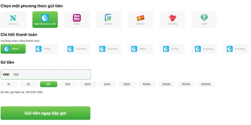 Nhà cái hiện đang triển khai đa dạng các hình thức nạp điểm khác nhau